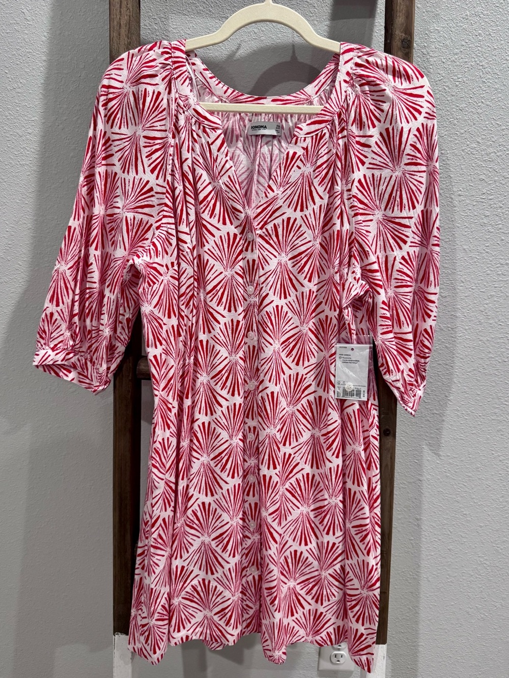Sonoma Red & White Printed Dress: PM